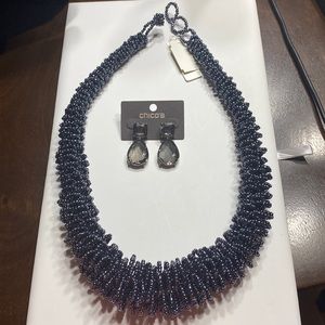 A set of earrings and necklace